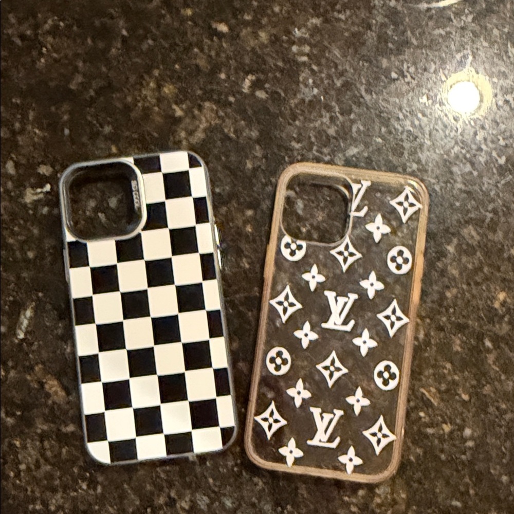 Luxury Black and White Checkered Phone Case Set